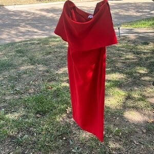 Red off the shoulder dress